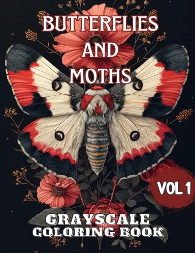 Butterflies And Moths Vol 1 Grayscale Coloring Book (Paperback) 1