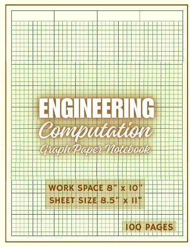 Light Yellow Color Paper Engineering Computation Graph Paper Pad Notebook Quad Ruled Green Lined Grid 5X5 Inches Squares, Letter Size 8.5X11 In 1