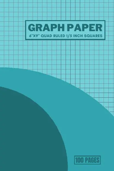 Graph Paper Notebook Quad Ruled, Grid Paper 5X5 Inches Squares, Size Sheet 6"X9" , Gray Color Lined Squares 1