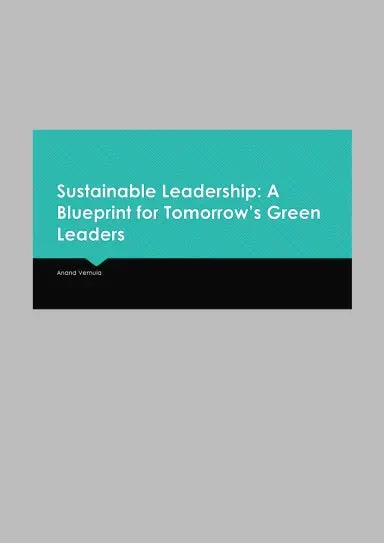 Sustainable Leadership: A Blueprint For Tomorrowõs Green Leaders 1