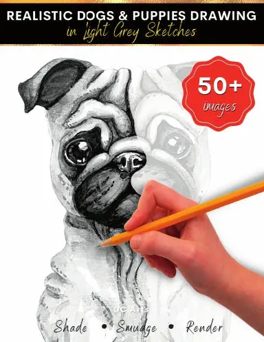 Realistic Dogs & Puppies In Light Grey Sketches 1