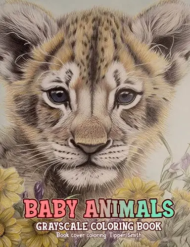 Baby Animals Grayscale Coloring Book (Paperback) 1