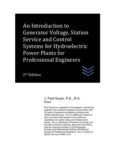 An Introduction To Generator Voltage, Station Service And Control Systems For Hydroelectric Power Plants For Professional Engineers 1