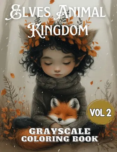 Elves Animal Kingdom Vol 2 Grayscale Coloring Book (Spiral) 1