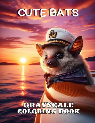 Cute Bats Grayscale Coloring Book (Spiral) 1