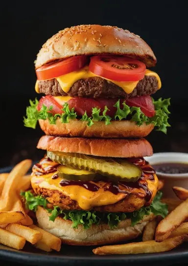 A5 Notebook, Journal | College Ruled Lined Paper | 120 Pages/60 Sheets | Delicious Hamburger No. 4 1