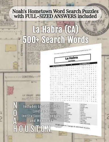 Noahõs Hometown Word Search Puzzles With Full-Sized Answers Included La Habra (Ca) 1