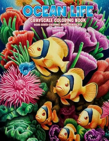 Ocean Life Grayscale Coloring Book (Spiral Bound) 1