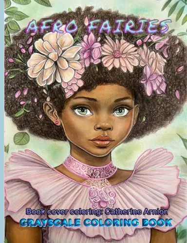 Afro Fairies Grayscale Coloring Book (Perforated Binding) 1