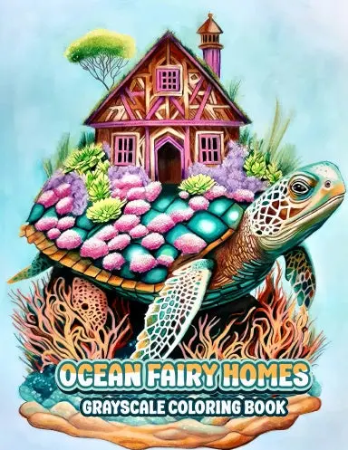 Ocean Fairy Homes Grayscale Coloring Book (Perforated Binding) 1