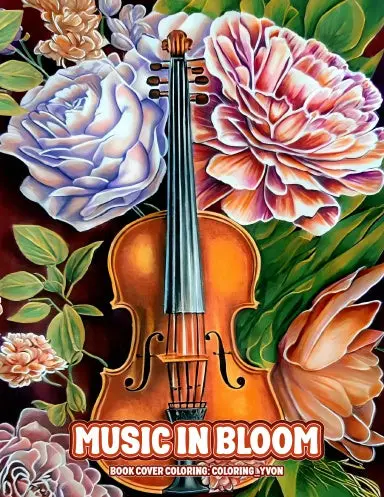 Music In Bloom Grayscale Coloring Book (Perforated Binding / Spiral Bound) 1