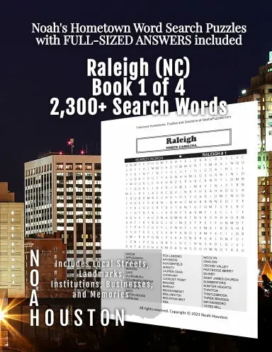 Noahõs Hometown Word Search Puzzles With Full-Sized Answers Included Raleigh (Nc), Book 1 Of 4 1