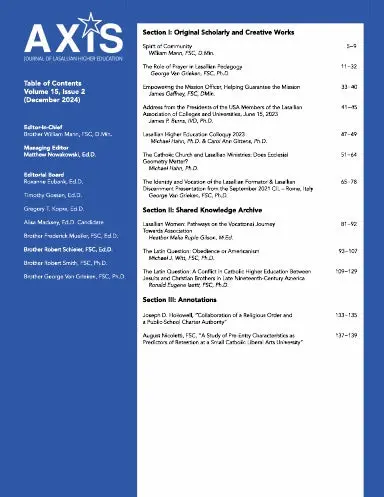 Axis: Journal Of Lasallian Higher Education 15.2 1