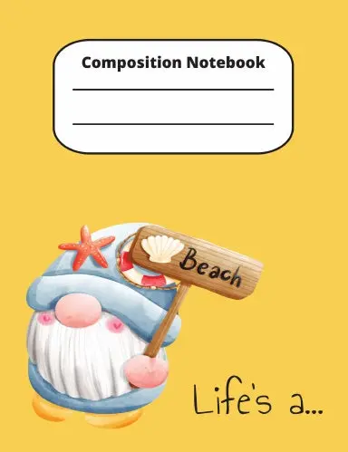 Beach Gnome Notebook | 120 College Ruled Pages | Great For Everyone 1