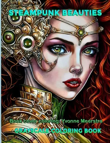 Steampunk Beauties Grayscale Coloring Book 1