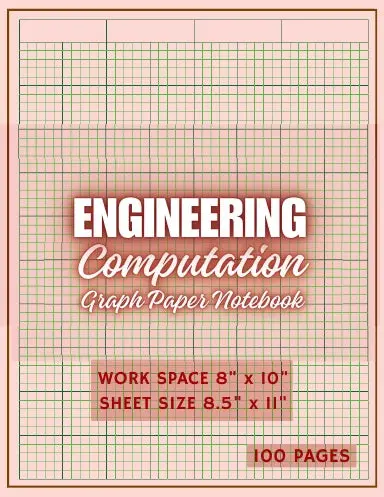 Light Red Color Paper Engineering Computation Graph Paper Pad Notebook Quad Ruled Green Lined Grid 5X5 Inches Squares, Letter Size 8.5X11 In 1
