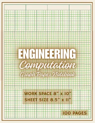 Beige Colored Paper Engineering Computation Graph Paper Pad Notebook Quad Ruled  Green Lined Grid 5X5 Inches Squares, Letter Size 8.5X11 In 1