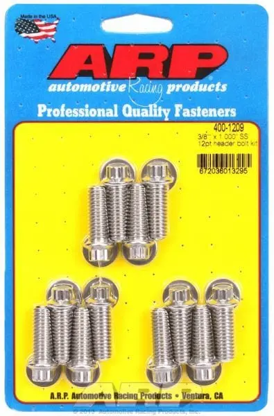 Stainless Steel Exhaust Header Bolt Kit – 12-Point, Grade 8 Equivalent (Ar400-1209) 1