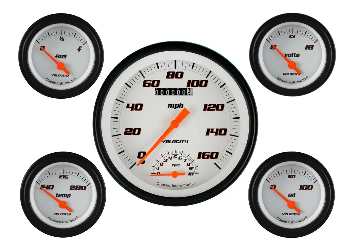 Classic Instruments Vs65Wblf Velocity Series 5-Gauge Dash Kit – White/Black Face 1
