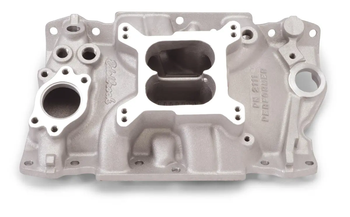Edelbrock 2111 Performer Aluminum Intake Manifold – Dual-Plane Carbureted Design 1
